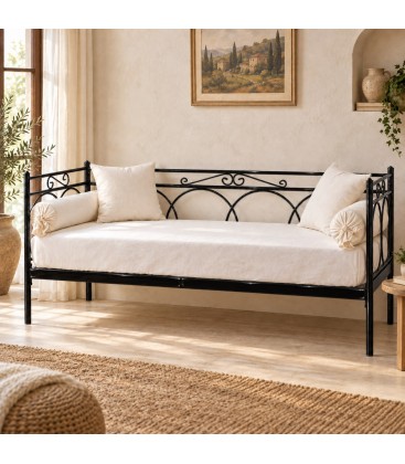 Divano Letto in Ferro Battuto Tosca - Nero lucido