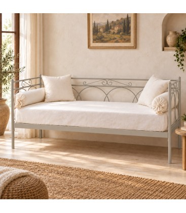 Divano Letto in Ferro Battuto Tosca - Grigio Seta