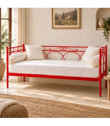 Divano Letto in Ferro Battuto Tosca - Rosso