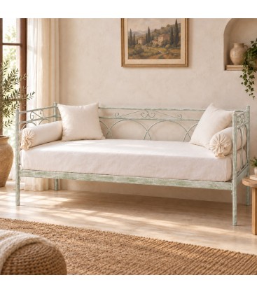 Divano Letto in Ferro Battuto Tosca - Verde - Shabby Chic
