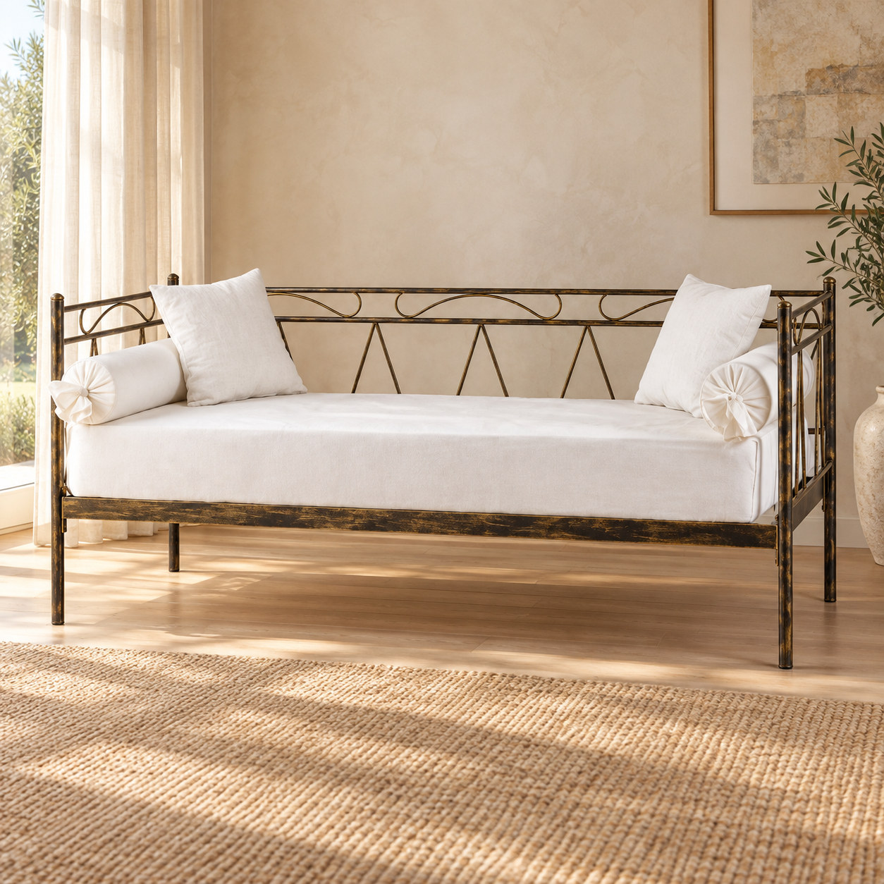 Divano Letto in Ferro Battuto Mozart - Bronzo anticato