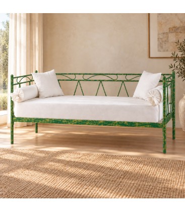 Divano Letto in Ferro Battuto Mozart - Verde Bottiglia