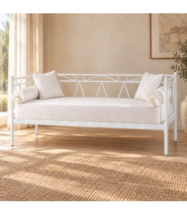 Divano Letto in Ferro Battuto Mozart - Bianco lucido