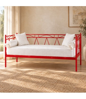 Divano Letto in Ferro Battuto Mozart - Rosso