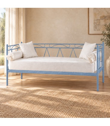 Divano Letto in Ferro Battuto Mozart - Azzurro