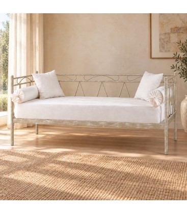 Divano Letto in Ferro Battuto Mozart - Tortora - Shabby Chic