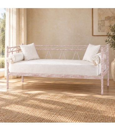 Divano Letto in Ferro Battuto Mozart - Rosa - Shabby Chic
