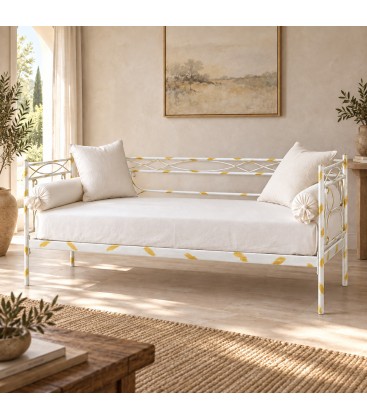 Divano Letto in Ferro Battuto Penelope - Bianco oro