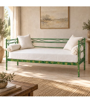 Divano Letto in Ferro Battuto Penelope - Verde Bottiglia