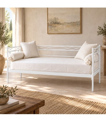 Divano Letto in Ferro Battuto Penelope - Bianco lucido