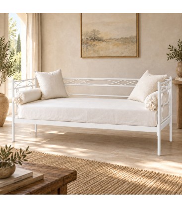 Divano Letto in Ferro Battuto Penelope - Bianco opaco
