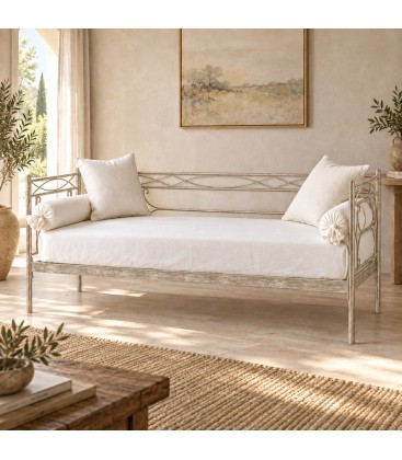Divano Letto in Ferro Battuto Penelope - Tortora - Shabby Chic