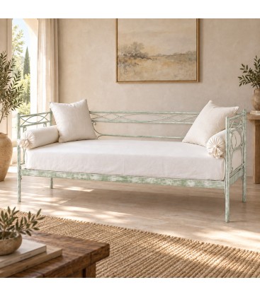 Divano Letto in Ferro Battuto Penelope - Verde - Shabby Chic