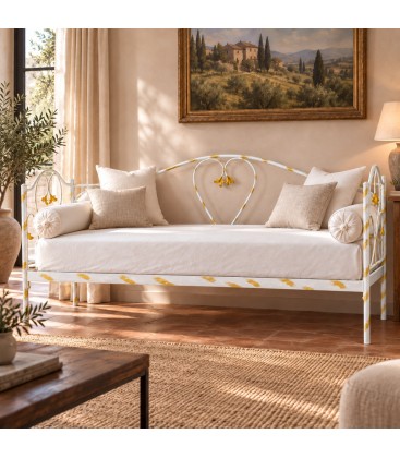 Divano Letto in Ferro Battuto Marilyn - Bianco oro