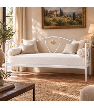 Divano Letto in Ferro Battuto Marilyn - Bianco lucido