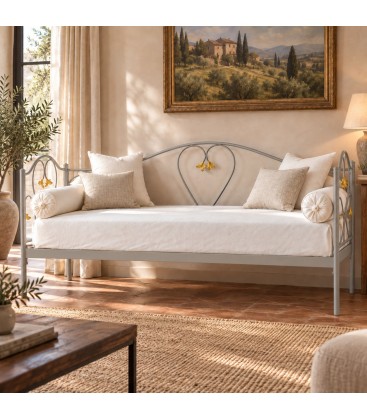 Divano Letto in Ferro Battuto Marilyn - Grigio Seta