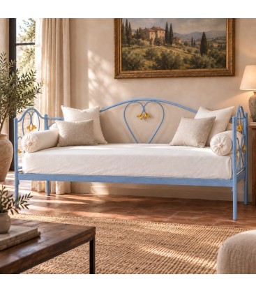 Divano Letto in Ferro Battuto Marilyn - Azzurro