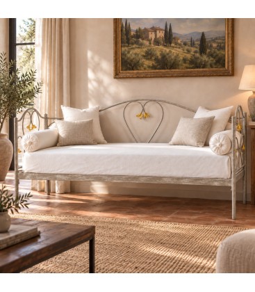 Divano Letto in Ferro Battuto Marilyn - Tortora - Shabby Chic