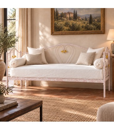 Divano Letto in Ferro Battuto Marilyn - Rosa - Shabby Chic