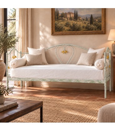 Divano Letto in Ferro Battuto Marilyn - Verde - Shabby Chic