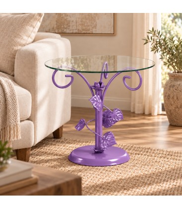Tavolino da Salotto Tondo Foglie Sery - Glicine