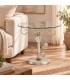Tavolino da Salotto Tondo Foglie Sery - Tortora Shabby Chic