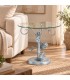 Tavolino da Salotto Tondo Foglie Sery - Azzurro Shabby Chic