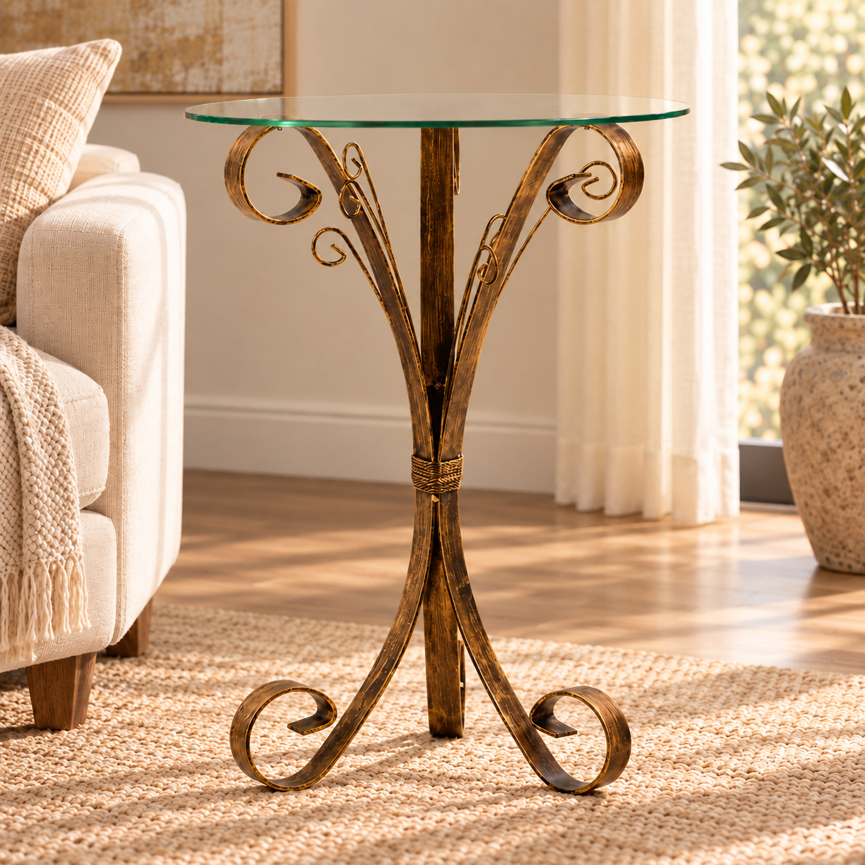 Tavolino da salotto 3P Riccio - Bronzo