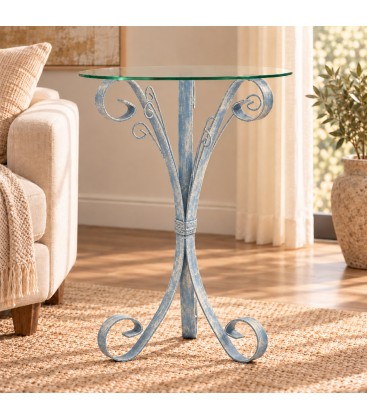 Tavolino da salotto 3P Riccio - Azzurro Shabby Chic