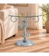 Tavolino Rotondo da salotto in Ferro Battuto Foglie - Azzurro Shabby Chic