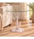 Tavolino Rotondo da salotto in Ferro Battuto Foglie - Rosa Shabby Chic
