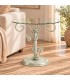 Tavolino Rotondo da salotto in Ferro Battuto Foglie - Verde Shabby Chic