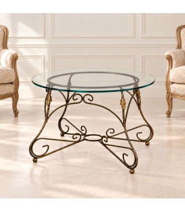Tavolino Tondo da salotto Piano Vetro Ariel - Bronzo