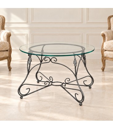 Tavolino Tondo da salotto Piano Vetro Ariel - Ferro
