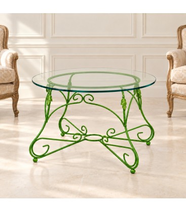 Tavolino Tondo da salotto Piano Vetro Ariel - Verde