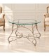 Tavolino Tondo da salotto Piano Vetro Ariel - Tortora Shabby Chic