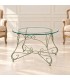 Tavolino Tondo da salotto Piano Vetro Ariel - Verde Shabby Chic