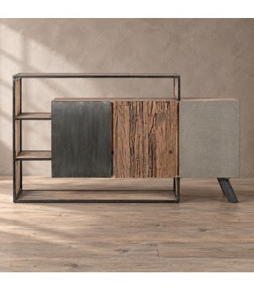Credenza 3 ante Manchester con struttura in legno di mango