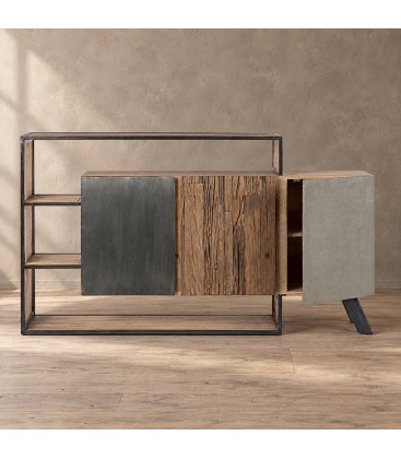 Credenza 3 ante Manchester con struttura in legno di mango