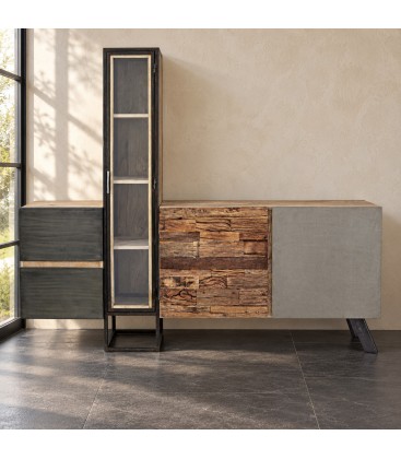 Credenza 2 ante e 2 cassetti Manchester con struttura in legno di mango