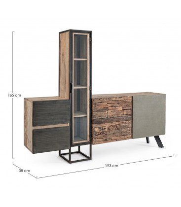 Credenza 2 ante e 2 cassetti Manchester con struttura in legno di mango
