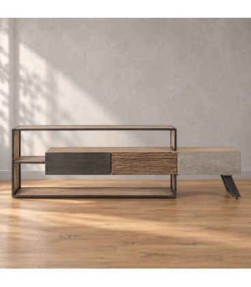 Mobile porta tv 3 cassetti Manchester con struttura in legno di mango