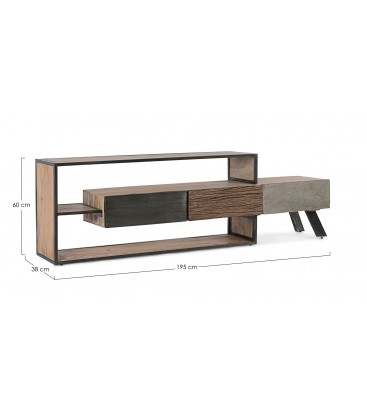 Mobile porta tv 3 cassetti Manchester con struttura in legno di mango