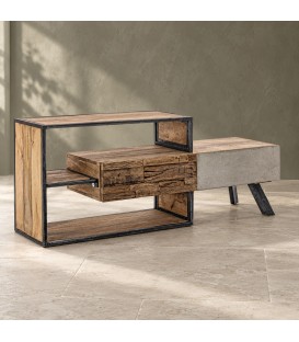 Mobile porta tv 2 cassetti Manchester con struttura in legno di mango