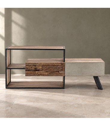 Mobile porta tv 2 cassetti Manchester con struttura in legno di mango