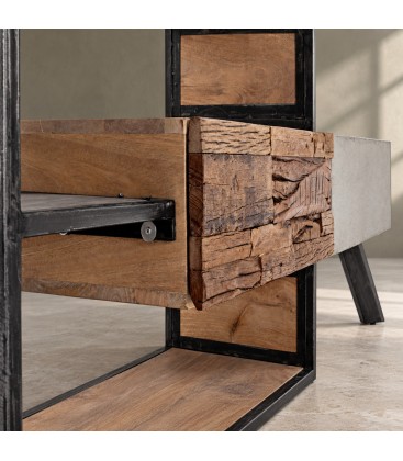 Mobile porta tv 2 cassetti Manchester con struttura in legno di mango