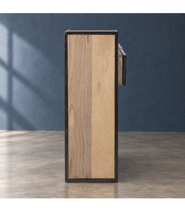 Consolle Manchester con 3 cassetti in legno di mango e acciaio