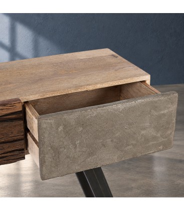 Consolle Manchester con 3 cassetti in legno di mango e acciaio