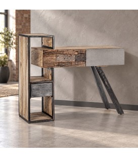 Consolle Manchester 2C 1C in legno di mango e acciaio