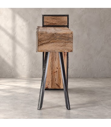 Consolle Manchester 2C 1C in legno di mango e acciaio